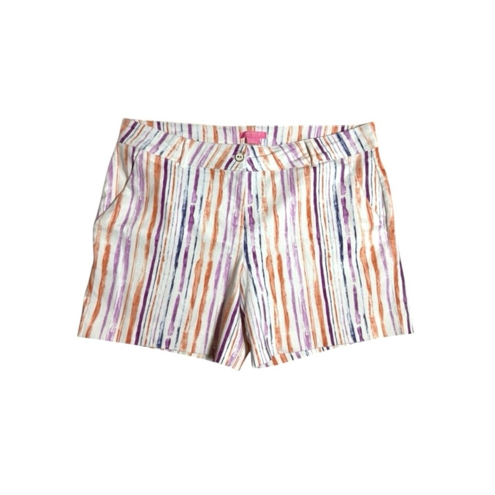 Isaac‎ Mizrahi Striped Shorts Size 16 Multicolor Watercolor Print
